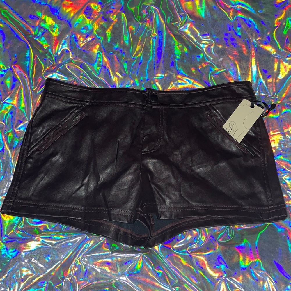 Faux Leather burgundy shorts